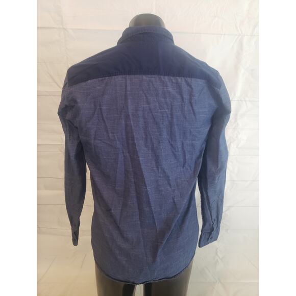 Drill NYC Men's Button Up; Dark Blue Long Sleeve Collar - M # - Picture 3 of 6